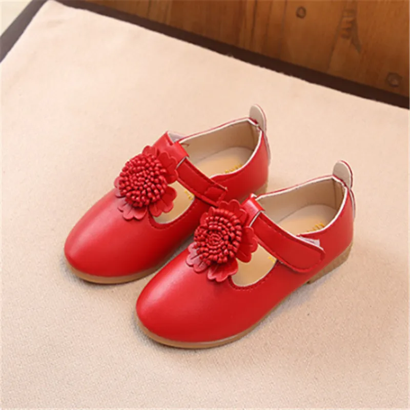 Xinfstreet Kids Girls Shoes Leather Soft Solid Children Princess Cute Little For Size 26-36 |