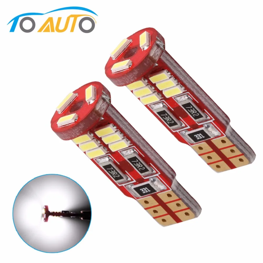 2 шт t10 w5w светодиодные лампочки canbus 4014 15smd чистый белый автомобильный габаритный