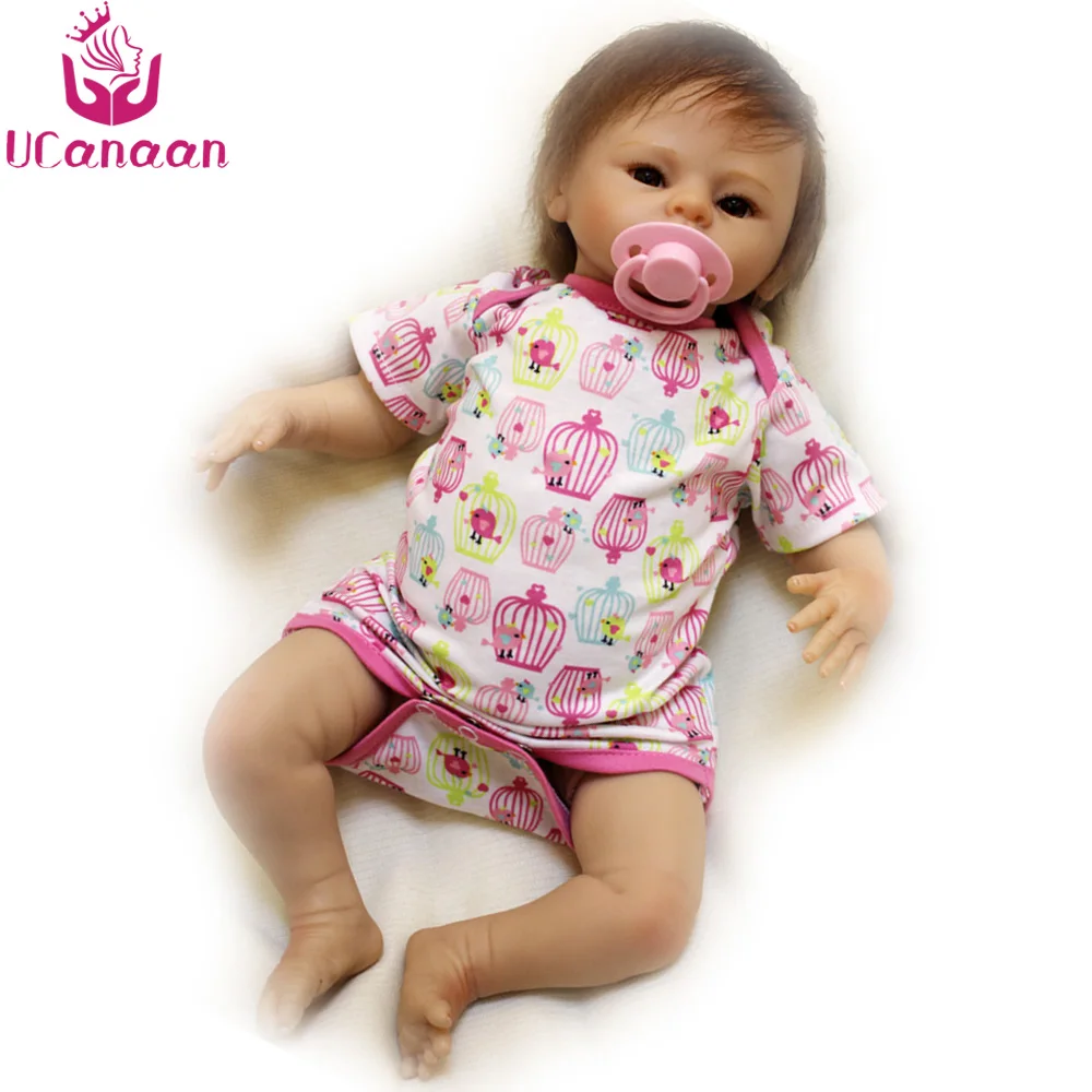 Ucanaan/45 см силикона Reborn Baby Куклы 18 дюймов Реалистичного Doll Рождественский подарок