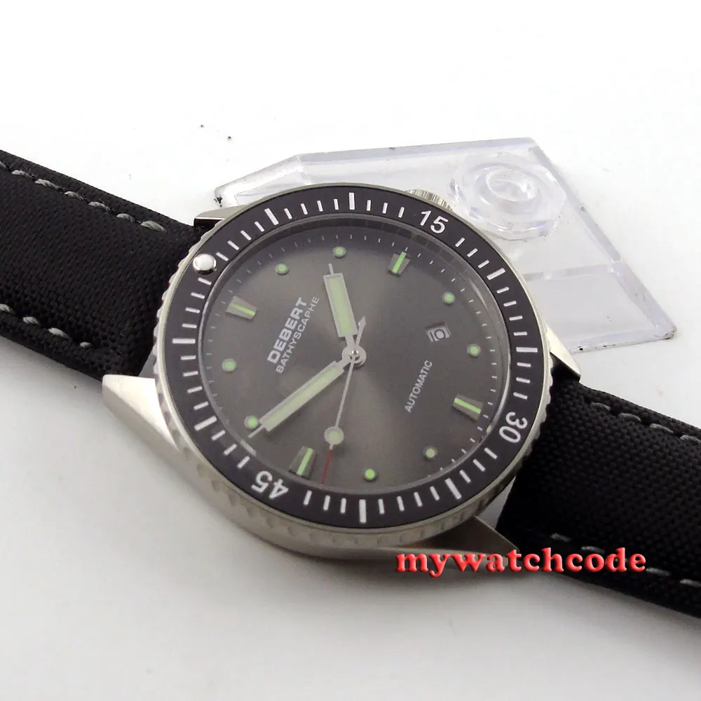 Автоматические Мужские часы с серым циферблатом 43 мм керамическим ободком Sapphire