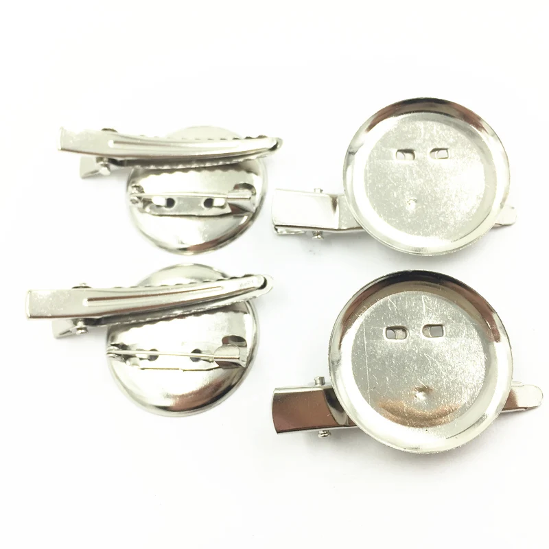 10Pcs Brooches With Clip Silver Tone Round Alloy Cabochon Cameo Frame Setting Crafts Making Findings ( Base 29mm) Charms 44mm |