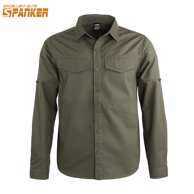 EXCELLENT ELITE SPANKER Men's Army Hunting Cargo Thin Coat Quick Drying Long Sleeve Shirts For Outdoor Military Tactical Assault