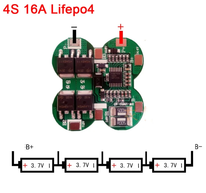 4S ячейка 12В 16А Lifepo4 литий железо фосфат батарея Защитная плата MOS для