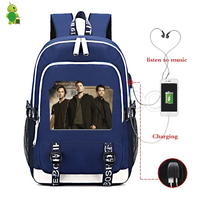 8 Mochila рюкзак Supernatural для женщин и мужчин рюкзак USB зарядка Рюкзак многофункциональные школьные сумки для подростков дорожная сумка - Цвет: 8