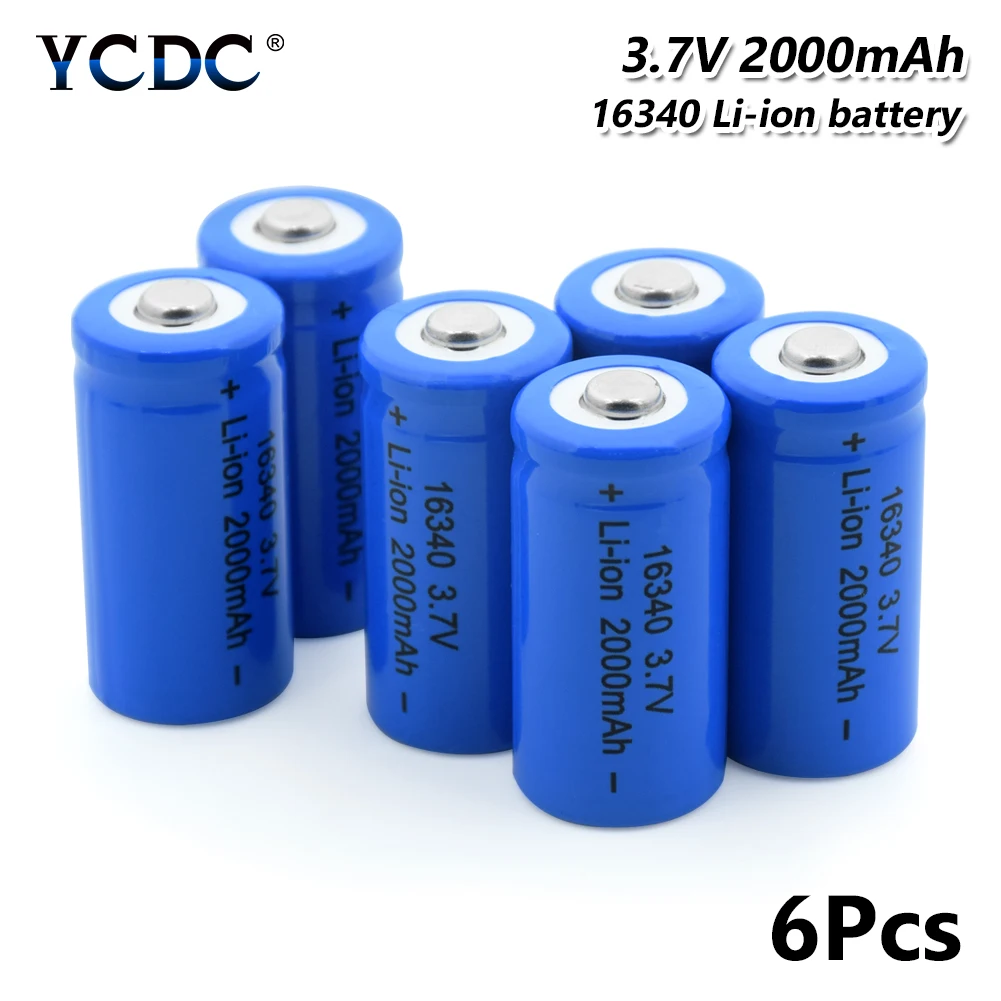 6 pieces 2/4/6/8/10 шт 3,7 V 16340 2000mAh Синий литий-ионных батарей для замены для CR123A CR17345 K123A VL123A DL123A 5018LC SF123A EL123AP - Цвет: 6 pieces