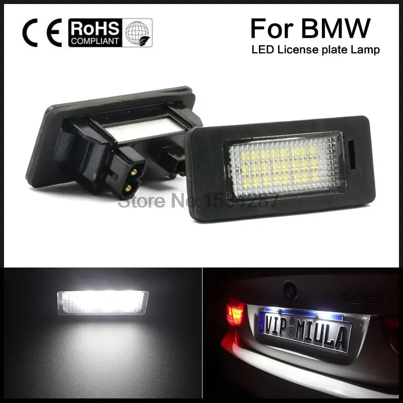 Pair 24 LED 3528 SMD License Plate Lights Lamps Bulbs 6000K White For BMW E82 E90 E92 E93 M3 E39 E60 E70 X5 | Автомобили и