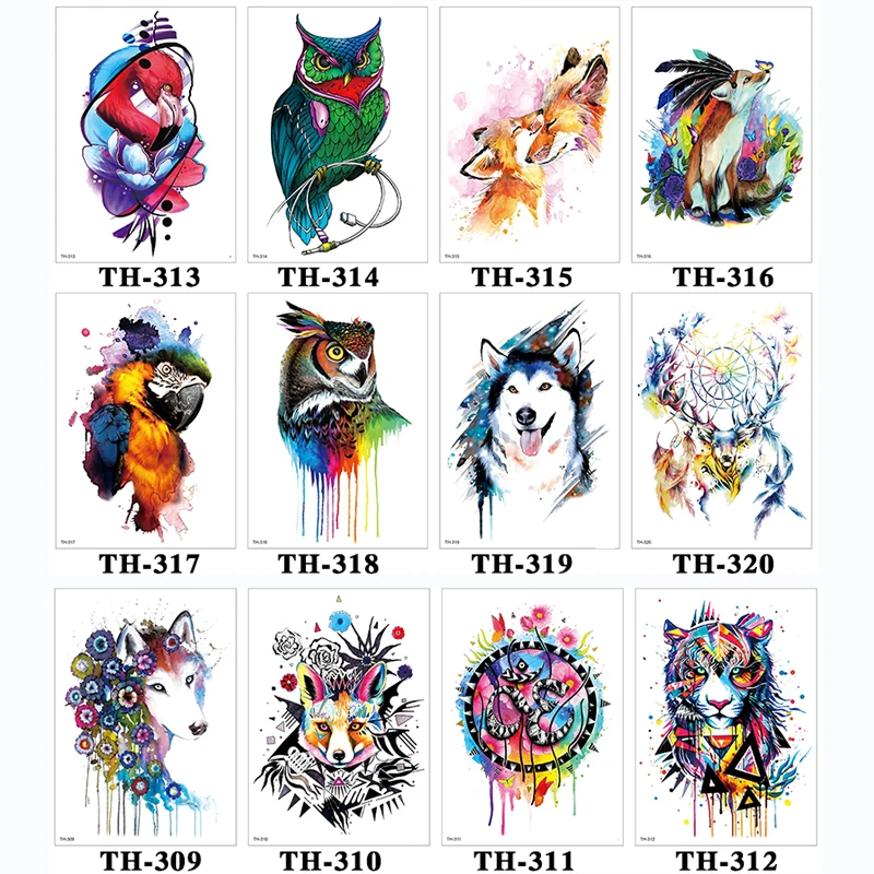 Водостойкая Временная тату-наклейка Samll рукава татуировки милые лисы Сова полный
