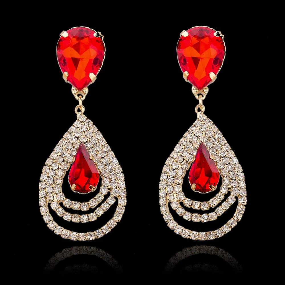 Женские серьги-гвоздики из натурального хрусталя в форме сердца 3 кольца большие