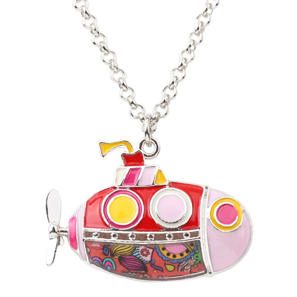 Bonsny Statement Alloy Enamel Submarine Necklace Pendant Chain Choker Unique Ocean Collection Jewelry For Women Girls Gift Party | Украшения