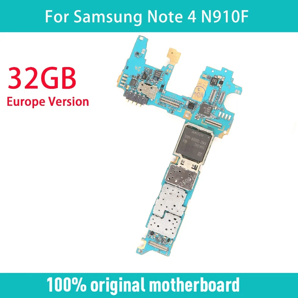 Европейская версия для Samsung Note 4 N910F материнская плата 32 Гб с чипами IMEI 100% Хорошая