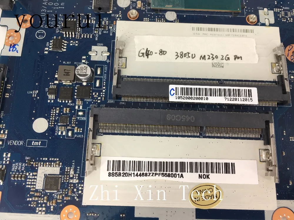 Yourui ACLU3/ACLU4 NM-A361 для Lenovo G40-80 Материнская плата ноутбука 3805u CPU 2GB испытания хорошо