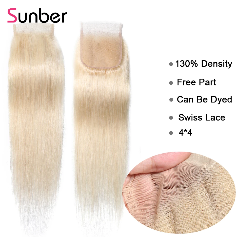 Волосы Sunber 613 прямые человеческие волосы Remy 3/4 пучков с застежкой бесплатная