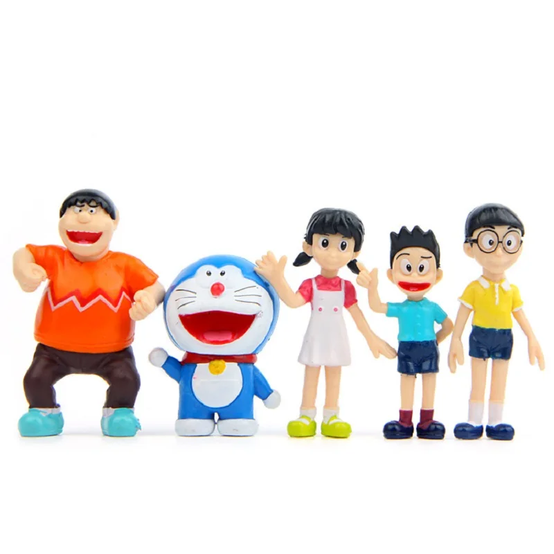 5 unids/lote de decoraci&oacute;n de paisaje de jard&iacute;n, accesorios creativos de Doraemon, retrato familiar de PVC, figuras de acci&oacute;n de juguete-2