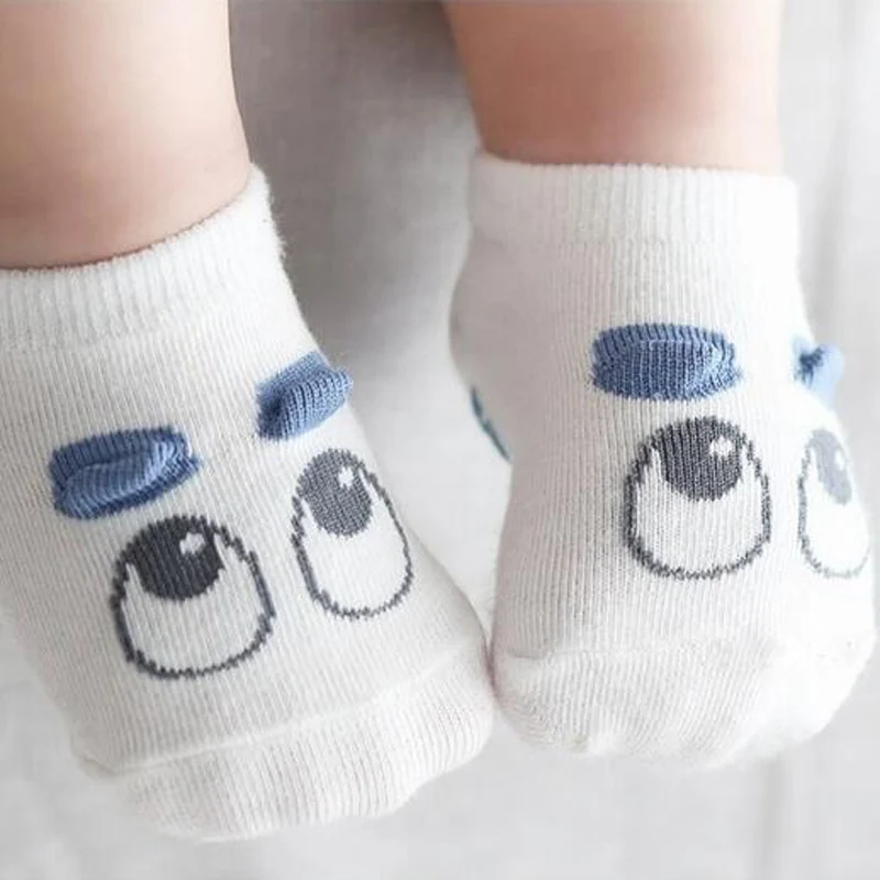Baby Socks Blue Милый Хлопок характер Детские носки для Носки для девочек и мальчиков с резиновой подошвой Нескользящие зимние Носки для девочек одежда с героями мультфильмов Интимные аксессуары Meias - Цвет: Baby Socks Blue