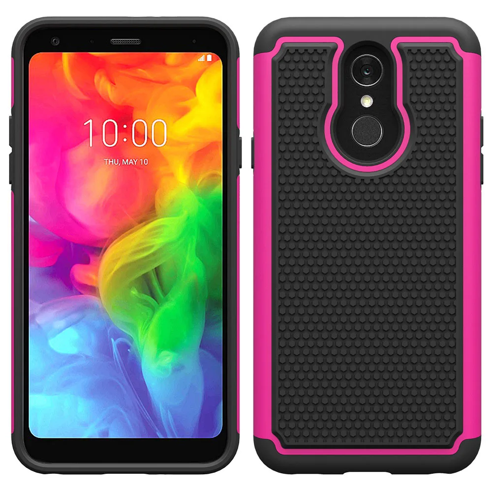 Двухслойный гибридный защитный чехол для LG Q7 сверхпрочный Мягкий ТПУ и жесткий