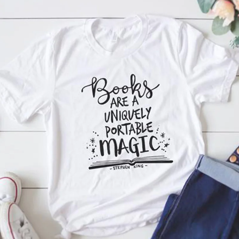 cool book magic reader women t-shirts tee drink me top womens hot female tshirt rainbow t fall tops vintage shirt | Женская одежда