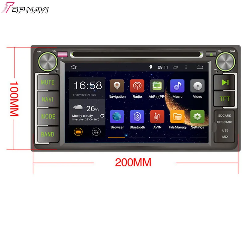TOPNAVI 6 2 ''четырехъядерный Android 0 Автомобильный DVD проигрыватель для Toyota