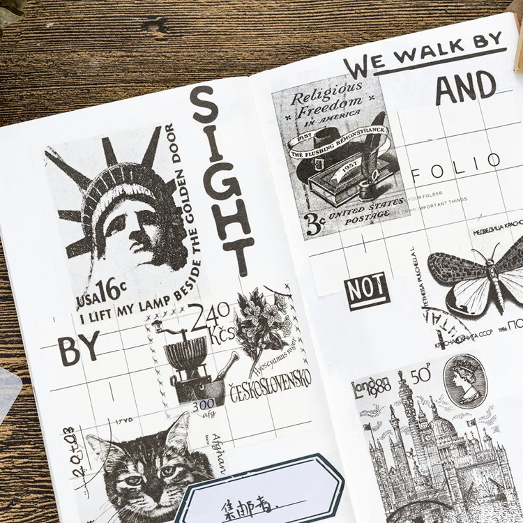 

Life Memory Stamp Flowers Black White Decorative Stationery Stickers Scrapbooking DIY Diary Album Stick Lable