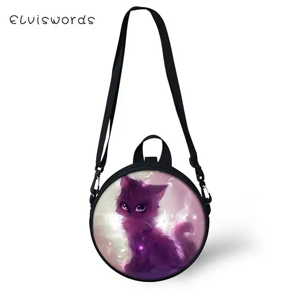 CDWX1149I ELVISWORDS Women Round Shape Crossbody Bags Dreamastic Cats Prints Cute Girls Small Purses Kawaii Pattern Women Shoulder Bags - Цвет: CDWX1149I