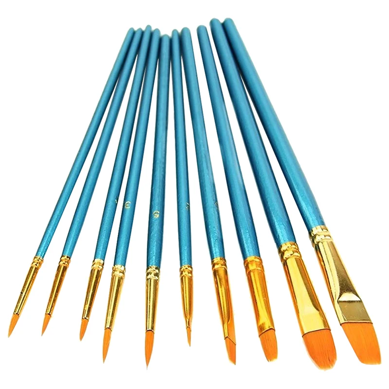 10 шт Кисти Художника набор акриловых акварельных круглых кончиков нейлоновых