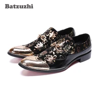 batzuzhi brand luxury men shoes pointed iron toe zapatos de hombre formal leather business dress shoes for men party big sizes