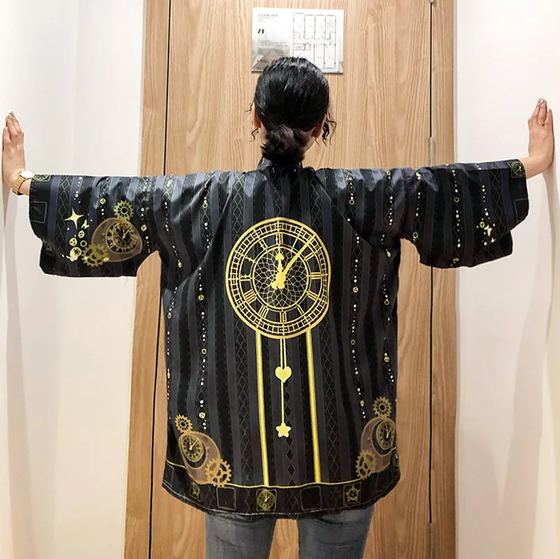 only the cardigan Японская уличная одежда для мужчин Wo для мужчин традиционное кимоно кардиган Haori девушка косплей костюмы с v-образным вырезом воротник Harajuku езда Пальто Блузка - Цвет: only the cardigan