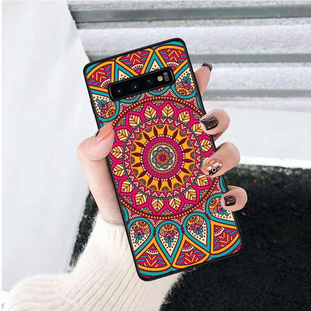 Силиконовый чехол с синей мандалой для Samsung S6 Edge S7 S8 Plus S9 S10 S10e M10 M20 M30 M40|Бамперы| |