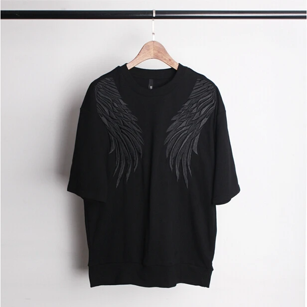 Футболка с вышивкой крыльев перьев Мужская футболка модная новинка 2016 корейская