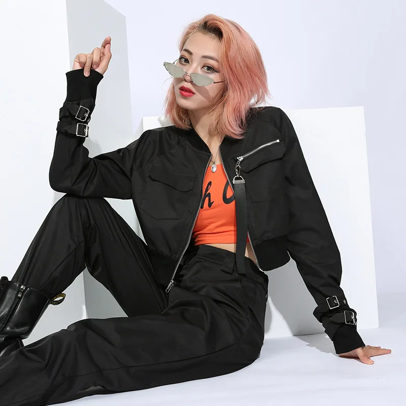 

2019 Spring Basic Short Jacket Women Fashion Long Sleeve Jacket Coat Women Vintage Safari Style Zipper Jacket Female Outwear