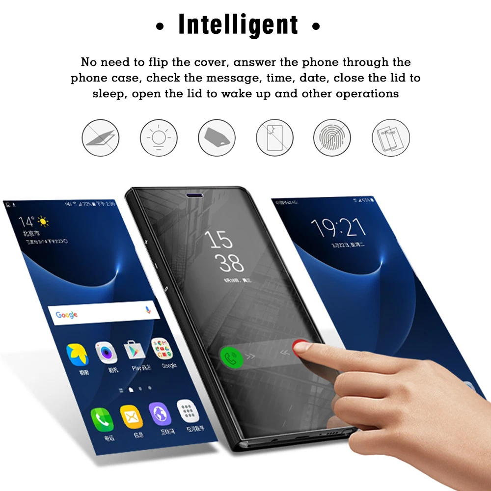 Умный зеркальный Чехол С Откидывающейся Крышкой для samsung Galaxy S10e S10 S8 S9 плюс A5 A7 A3 J5 J3 J7 A6 A8 плюс Note 9 8 S7 кожаный чехол