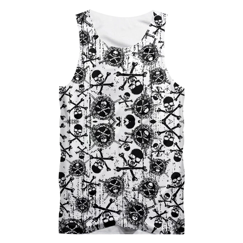 UJWI унисекс спортивная майка топ с 3D принтом черепов и слетонов тема мужская мода