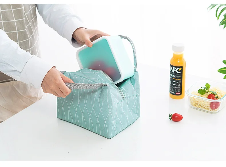 Portable Lunch Box Tote Bag Thermal Insulated Lunch Bag Food Picnic Zipper Bags for Women Kid Men School Office Cooler Lunch Bag