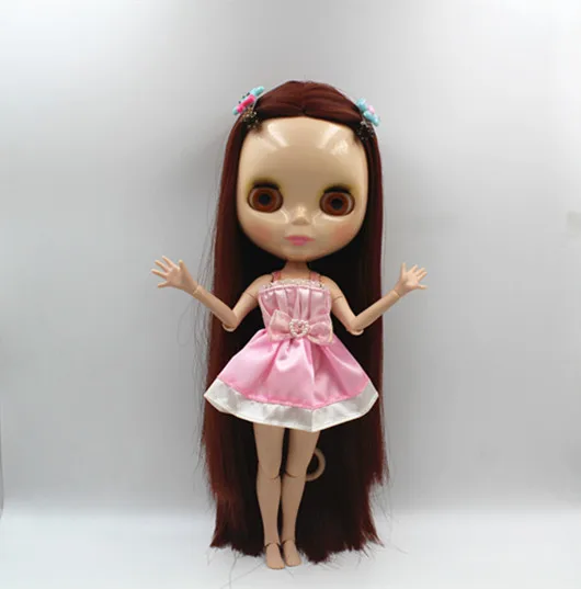 Кукла Blygirl Blyth с глубоко красными прямыми волосами Обнаженная кукла шарнирным