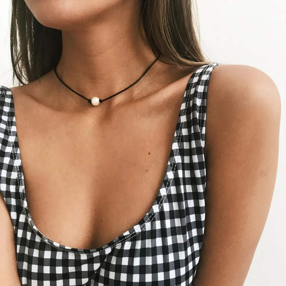 Винтажное колье из искусственного жемчуга ожерелье в Корейском стиле черный