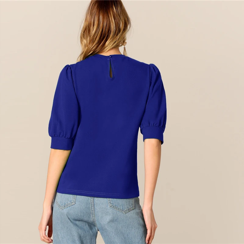 SHEIN Повседневный Топ С Оригинальным Рукавом Стильная Офисная Блузка С Коротким Рукавом