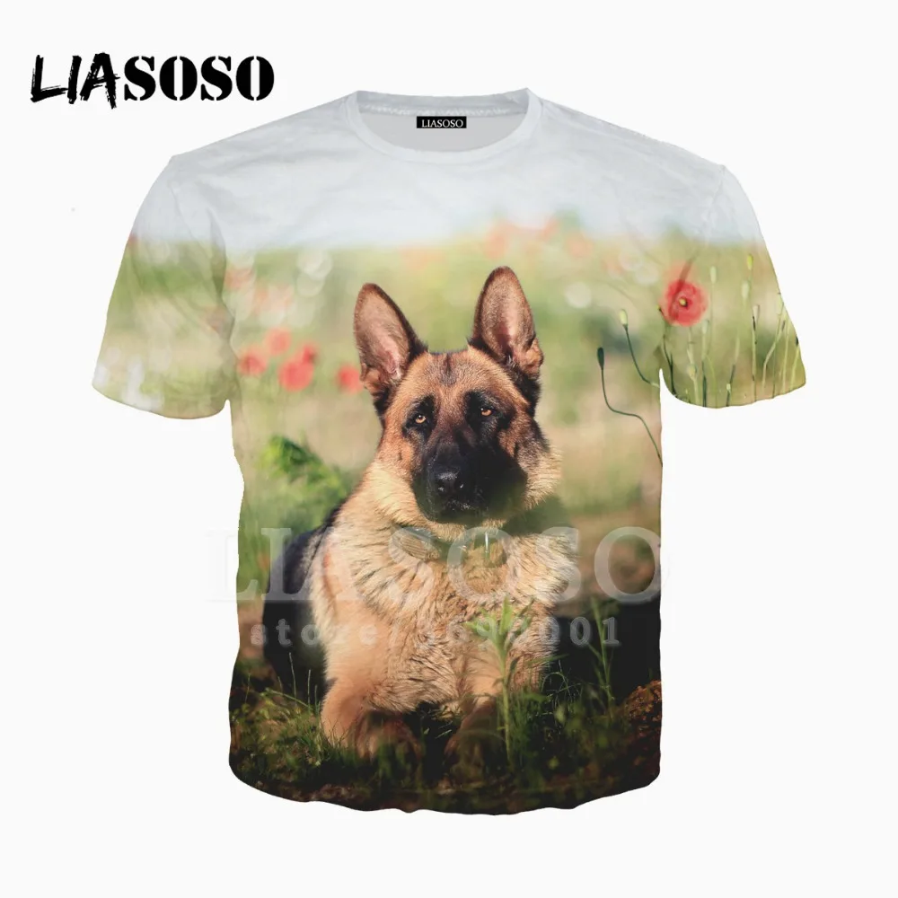 LIASOSO 3D печати для мужчин и женщин дизайн немецкой овчарки забавные Dogs футболка