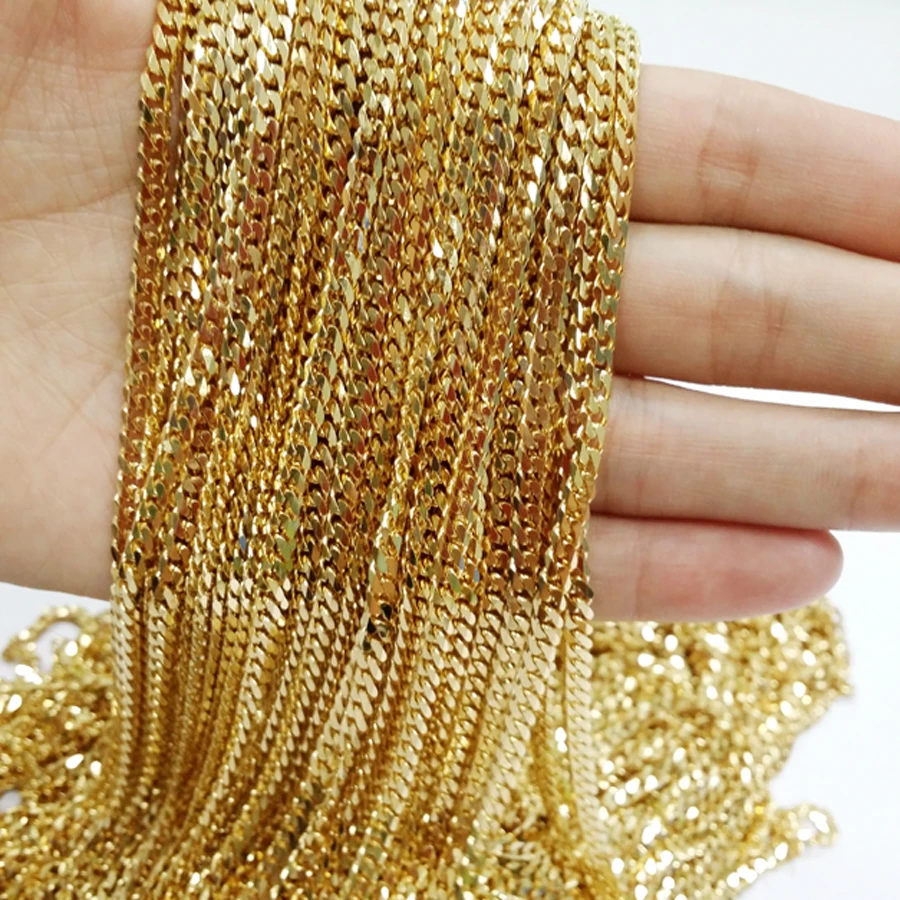 

5/10/20 meter/lot Top Selling 4 mm Gold Cuban Curb 316L Stainless Steel Link Chain Necklaces Wholesale Jewelry