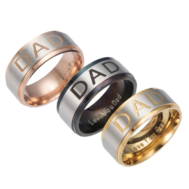 Мужское кольцо с гравировкой Gaxybb из нержавеющей стали надписью I Love You Daddy 3