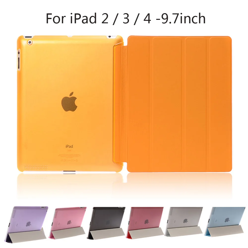 Protective Case for Apple iPad 4 3 2 Три Складной складной Вислоухая стенд Folio с w/Жесткий Назад
