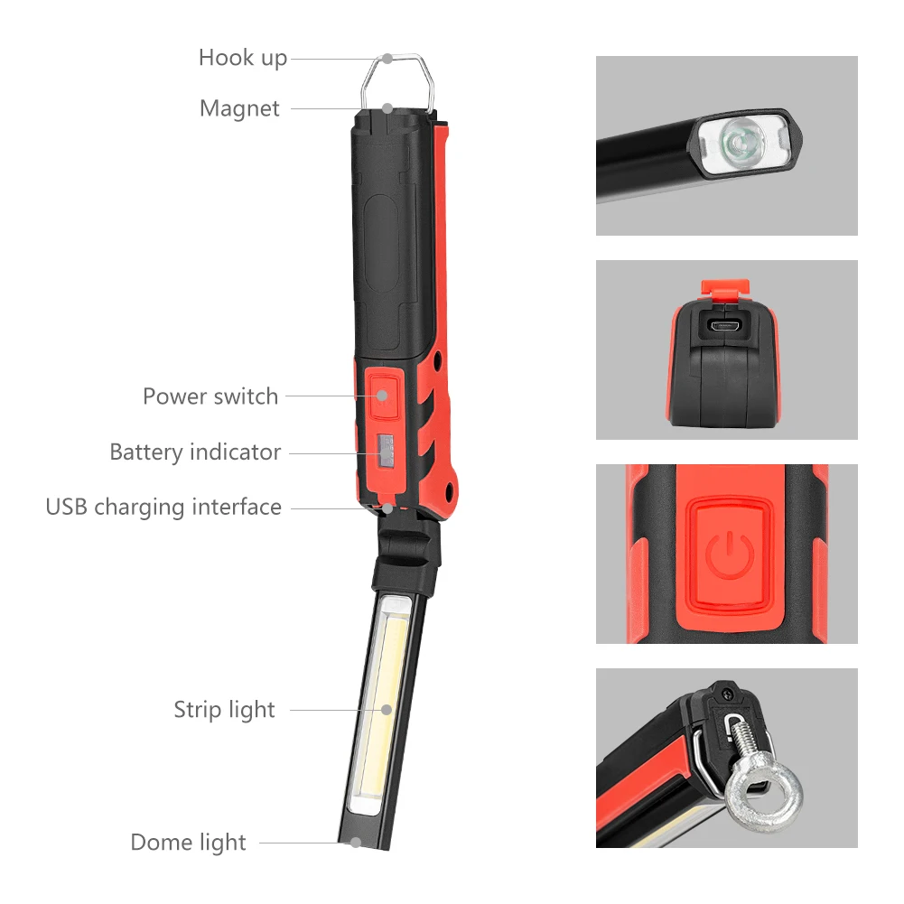 USB флэш память светильник 18650 Батарея встроенный Портативный складной COB