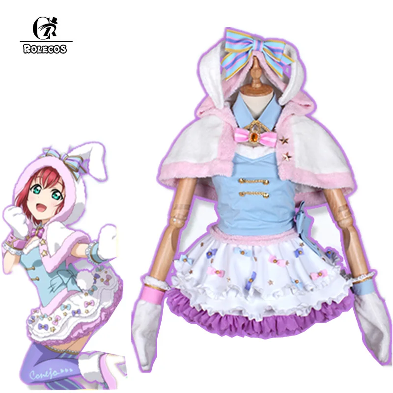 ROLECOS аниме Love Live Sunshine карнавальный костюм Ruby Kurosawa платье горничной с кроликом
