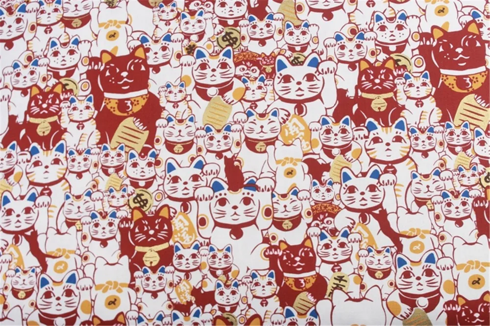 Оригинальный дизайн 4 вида цветов японский металлик золото Maneki Neko Fortune Cat хлопок