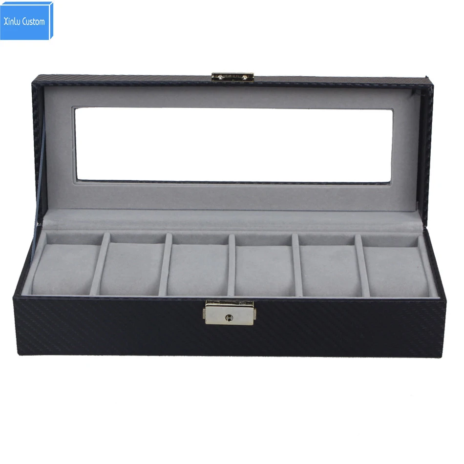 Элегантные часы из углеродного волокна с 6 ячейками Подарочные мужские и женские