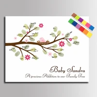 baby shower guest book baby fingerprint tree painting personalized baby comunion baptism birthday party canvas painting souvenir