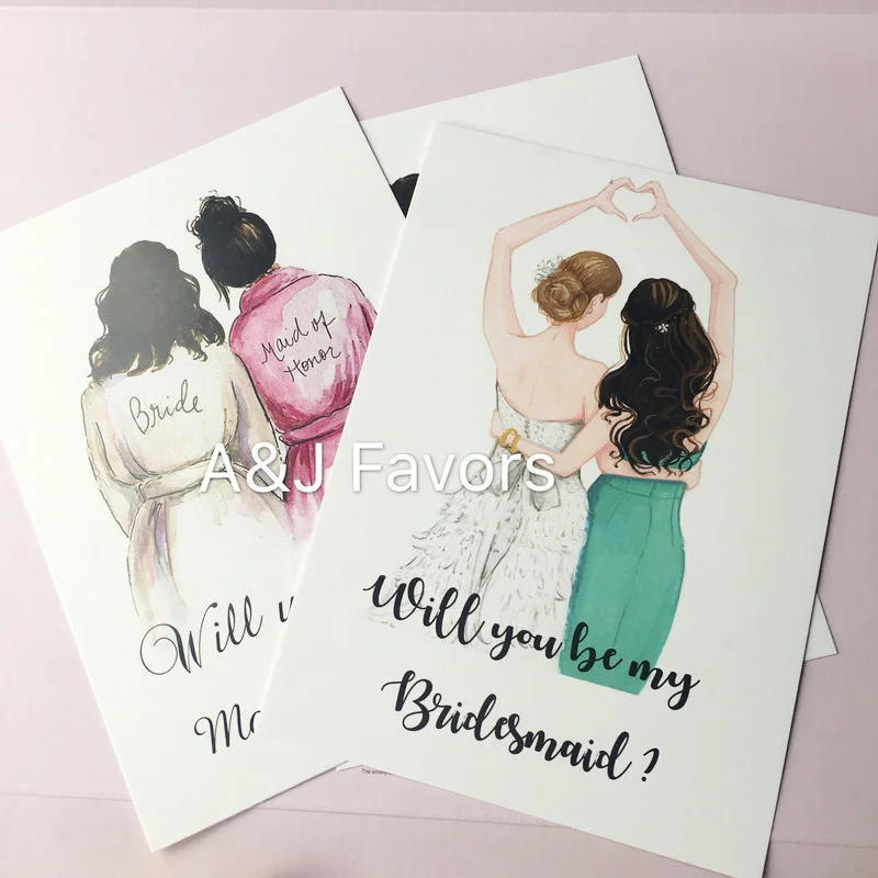 7 шт. в партии бумажные Пригласительные открытки Матрона подружки чести идеи для