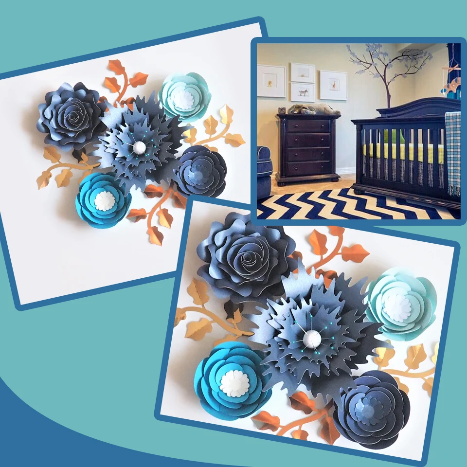 Ручной работы Cardstock роза DIY бумажные цветы листья набор для свадьбы и события