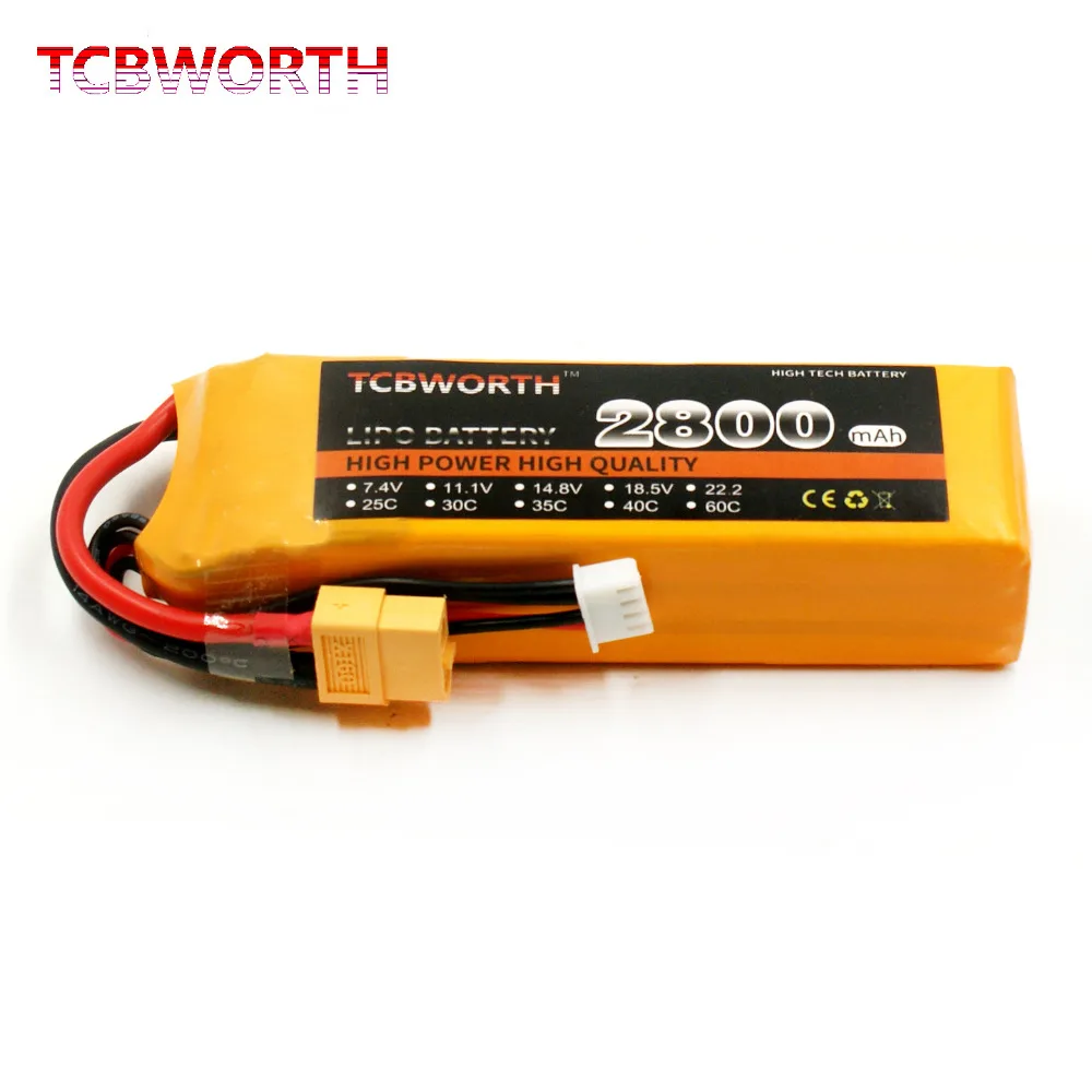 

TCBWORHT RC LiPo Battery 3S 11.1V 2800mAh 25C Burst 50C For RC Airplane Car Boat Drone Helicopter Aircraft Batteries LiPo 3S