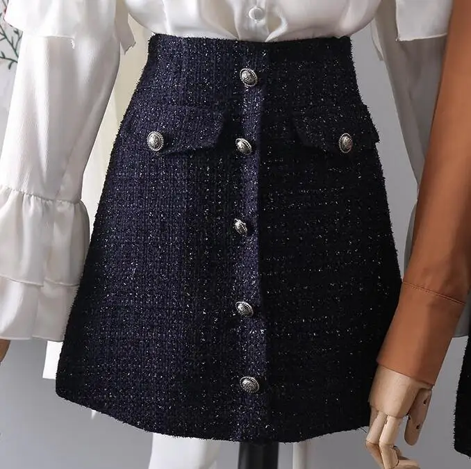 Роскошные 2019 Демисезонный Для женщин Кнопка дизайн Шерстяная Смесь твид