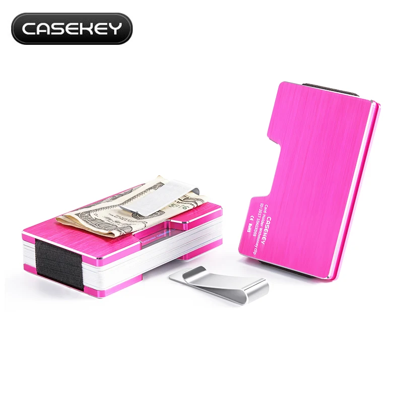 Casekey металлик большой емкости 36 держатель для карт леди портмоне с функцией RFID мужские алюминиевые кошельки с металлическим зажимом для денег