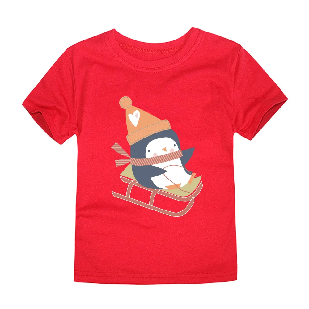 boys girls summer short sleeve cotton penguin t shirts kids tops baby clothing children tshirts for | Мать и ребенок